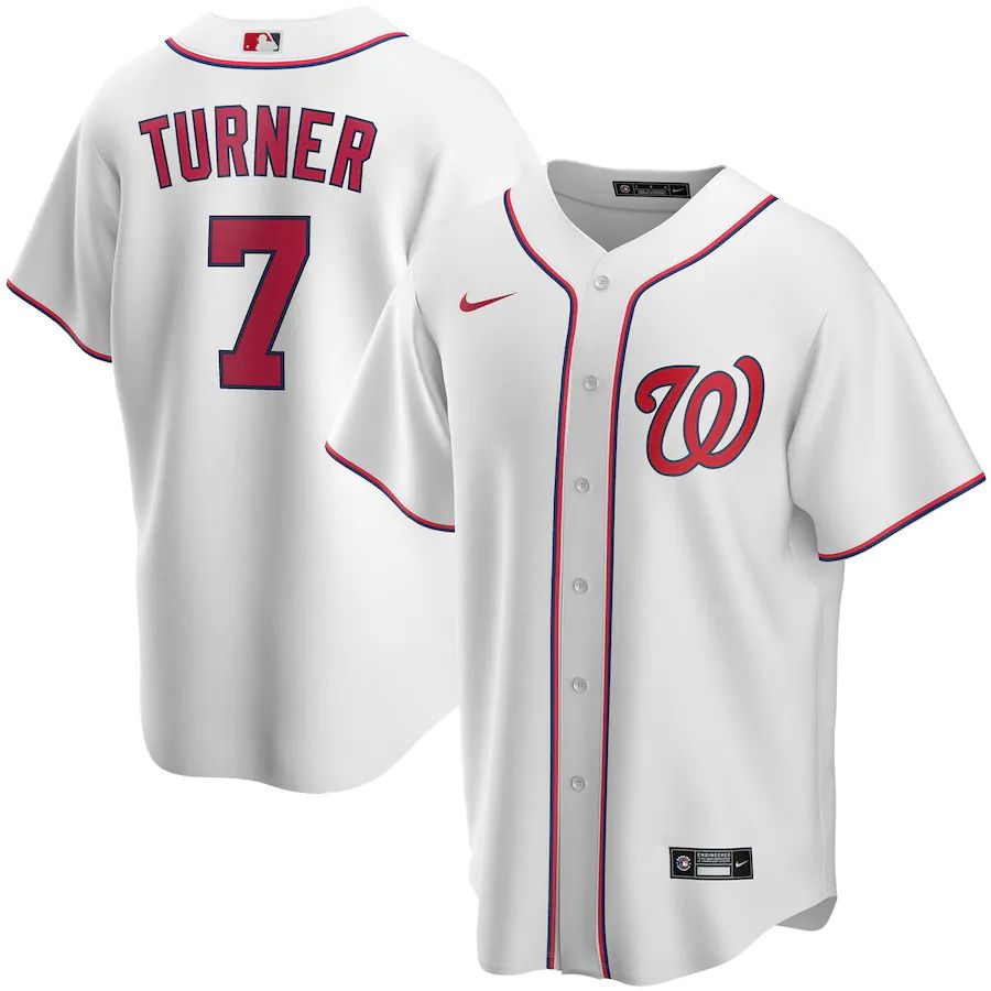 Mens Washington Nationals #7 Trea Turner Nike White Home Replica Player Name MLB Jerseys